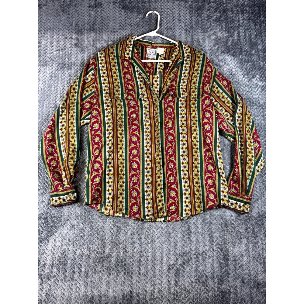 Original Russ Sport Company Shirt Womens 10 Multicolor Floral Travel Button Upβ